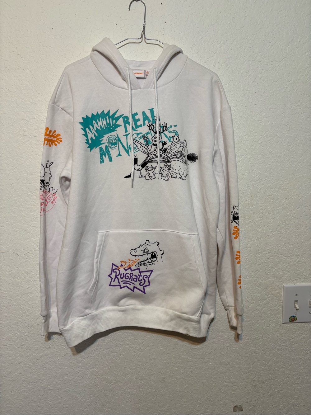 Nickelodeon White Pullover Hoodie with Rugrats Graphics